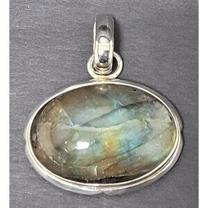 Designer Sterling Silver & Labradorite Oval Pendant! 34